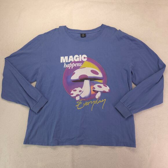 Urban Outfitteres Magic Happens Everyday Long Sleeve T Shirt Mens Size XL Blue - Picture 2 of 9